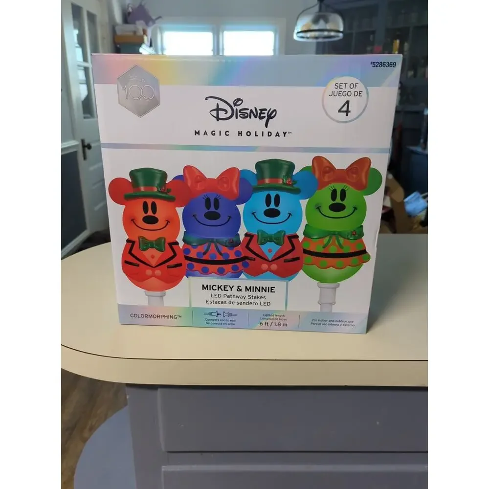 Disney Magic Holiday Mickey & Minnie Mouse Multi-color LED Pathway Lights NEW